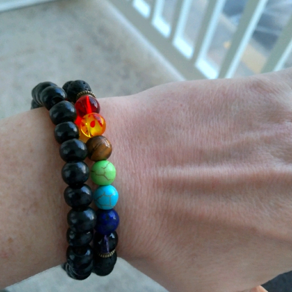Chakra best selling braclet/lava infused + beaded